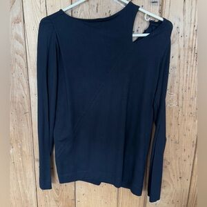 Rachel Roy Women’s Black Cut Out Jewel Neck Long Sleeve Top Size Large